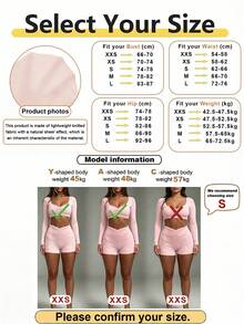 Conjunto de 2 piezas de Mystra para mujer, con top corto de manga larga con cuello de volantes rosa y shorts, de material semitransparente, para primavera - Rosa - Ver 5