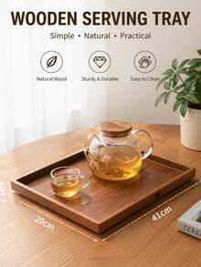 DearDali 1pc 16-Inch Rosewood Tray, Japanese Walnut-Color Square Tea Tray With Handle, Waterproof And Scratch-Resistant Dining Tray, Minimalist Ins Style, Rectangular Tray With Edging And Anti-Slip Design, Supportive Storage For Home Tea Break/Afternoon Tea Serving/Desktop Organization - View 5