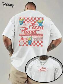 [Disney Licensed]"Disney Official Genuine Authorization" PixarToy Story Pizza Restaurant Planet Takeaway Flyer, Genuine Authorization 1 Fashion Cartoon Short Sleeve Design, Cartoon Cotton Short Sleeve, Men's Short Sleeve, Disney Shirts, Mens Clothes, Summer Clothes, Officially Licensed Disney T-Shirts, Disney Men's And Women's Spring/Summer Fashion Casual Short-Sleeve T-Shirts - trắng - Xem 1