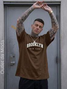 BROOKLYN BCO Men's T-Shirt 100% Cotton Premium Mesh Shirt - Óxido marrón - Ver 3