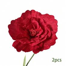 1pc Large Artificial Velvet Peony Flower, Home Decor, Wedding Display, Photography Studio Use, Burgundy Artificial Rose Flower - Multicolor - View 33