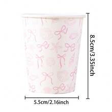 10/20/40 piezas, vasos de papel desechables con temática oceánica de línea de color rosa claro, vasos de fiesta con estampado de lazo y concha marina, suministros para fiestas de boda en la playa, ideales para bodas de verano, fiestas con temática de playa, celebraciones submarinas, reuniones en la piscina y el jardín y decoraciones de mesa para el té de la tarde - rosa - Ver 7