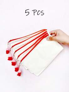 5/10 chiếc Túi đựng mỹ phẩm bằng vải canvas có khóa kéo và tua rua, Túi trang điểm du lịch, Hộp đựng đồ dùng vệ sinh cá nhân, Hộp bút chì, Thích hợp cho kỳ nghỉ, bãi biển, phòng tắm, phòng ngủ, Dung tích lớn - Màu be - Xem 66