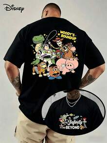 Disney Licensed T Shirts, Oversized Casual Crew Neck Disney Pixar1 Toy Story Woody's Roundup All Characters Cartoon Print Short Sleeve T-Shirt, Double Sided To Infinity And Beyond Graphic Tee For Summer Streetwear, Clothes,Shirts, Clothes,Summer Clothes,White Shirt,Easter Outfits,Easter,Vintage T Shirts,Graphic T Shirts,100 Percent Cotton,Graphic Tee,Graphic Tees,Funny Graphic Tees,Graphic T - màu đen - Xem 1
