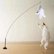 Juguete divertido para gatos, pluma esponjosa y colorida con campana, palo para gato con ventosa, juguete para gatitos, varita rompecabezas desmontable interactiva, suministros para gatos - Pluma Roja de Sucker - Ver 6