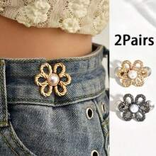 Bộ 1/2 chiếc khóa cài hình hoa có thể điều chỉnh độ co giãn ở eo, phù hợp với quần jeans, áo thun, quần tây, không cần may, dễ dàng tháo lắp. - Nhiều màu - Xem 15
