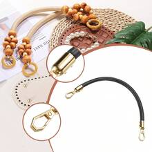 Bộ dụng cụ làm túi móc len gồm đáy túi hình bầu dục 8.7 x 4 inch bằng da PU, 2 quai xách dài 11.8 inch và 4 khóa cài, dùng để tự làm túi móc len, túi đeo vai và ví. - Nhiều màu - Xem 5