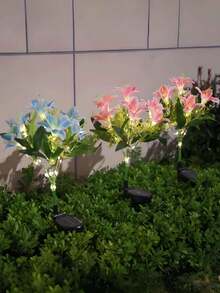 1 件 - 7 百合太阳能 LED 花园灯，户外装饰路径照明，婚礼装饰花，优雅的太阳能灯，逼真的粉色、黄色和白色花朵，适合户外使用，非常适合生日派对、情人节礼物和花园装饰 - 彩色 - 查看 5