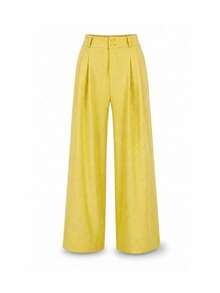 A&DD MODA, REF: AS1341-AS1400, Women's Pants, High Waist, Casual, Wide Leg, Pockets, Elegant, Sophisticated, Modern, Fashion Look, Current Style, Versatile Piece, Comfortable, High Quality, Uncomplicated Look, Women's Fashion. - 黃色 - 查看 2