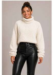 Women's Teddy Turtleneck Blouse - trắng - Xem 1