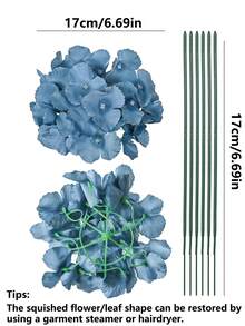 10 Stems Artificial Hydrangea Flower Heads, Realistic Silk Flowers, Tabletop Floral Decor, Home Office Party Wedding Artificial Flowers, Faux Plants, Spring Decoration, Room, Tabletop, Garden Decor, Room Decor, Valentine's Day Gift - Foggy Blue - View 3