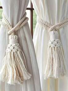Minimalist Tassel Curtain Tie Backs, Curtain Clips, Suitable For Bedroom, Living Room, Kitchen Home Decor - White - View 11