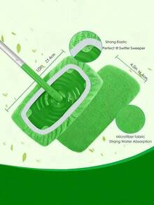 Green Wet Dry Microfiber Mop Pads Reusable Washable Home Furniture Floor Sweeper Mop Head Replacement Cloths - Multicolor - View 2