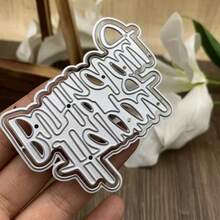 1Pc Words Cutting Die For Scrapbooking - Durable, Cut Stencils For DIY Scrapbook Photo Album Decorative Paper Card, Card Making Supplies Party Wedding Decorations (Happy Birthday - Silver-white - View 4