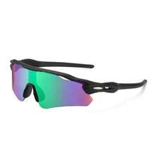 Lightweight Wrap Sports  Sports Glasses,Outdoor Eyewear  | Running & Cycling Eyewear For Outdoor Activities - Khung màu đen với các sọc màu xanh lục ánh kim. - Xem 9