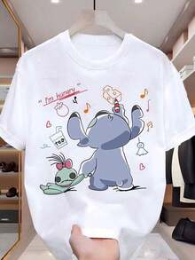 Disney Fashion Spring/Summer Men's Casual Short-Sleeve Oversized T-Shirt With Stitch And Little Monster Print Pattern And Text.Disney Unisex Oversized T-Shirt.Men's Fashion Casual Set Oversized T-Shirt.Comfortable Short-Sleeve Oversized T-Shirt.Men's Short-Sleeve Oversized T-Shirt.Crew Neck-- Disneys Disneyland Paris The Magic Kingdom Disneyesque The House Of Mouse Mickey Mouse Empire Modest Summer Outfits Take That T Shirt Summer Coord Tops For Women Summer Summer Clothes Women Summer Clothes Summer Tops Summer Tops Women Summer Co Ord Summer Top Summer Outfits White Top Black Top Holiday Outfits For Women  Tops For Women Summer Holiday Gifts Valentine's Day Gifts Earth Day Gifts Oktoberfest Gifts Summer Bank Holiday Gifts - trắng - Xem 1