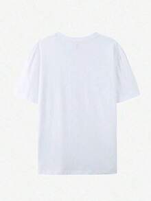 Autorización genuina de , camiseta de algodón 100% para mujer con estampado del personaje DADA de  - Estampado creativo de dibujos animados, tela ligera y transpirable, cuello redondo regular, camiseta casual de verano para la calle, camiseta de , regalo para las fiestas. - Negro - Ver 7