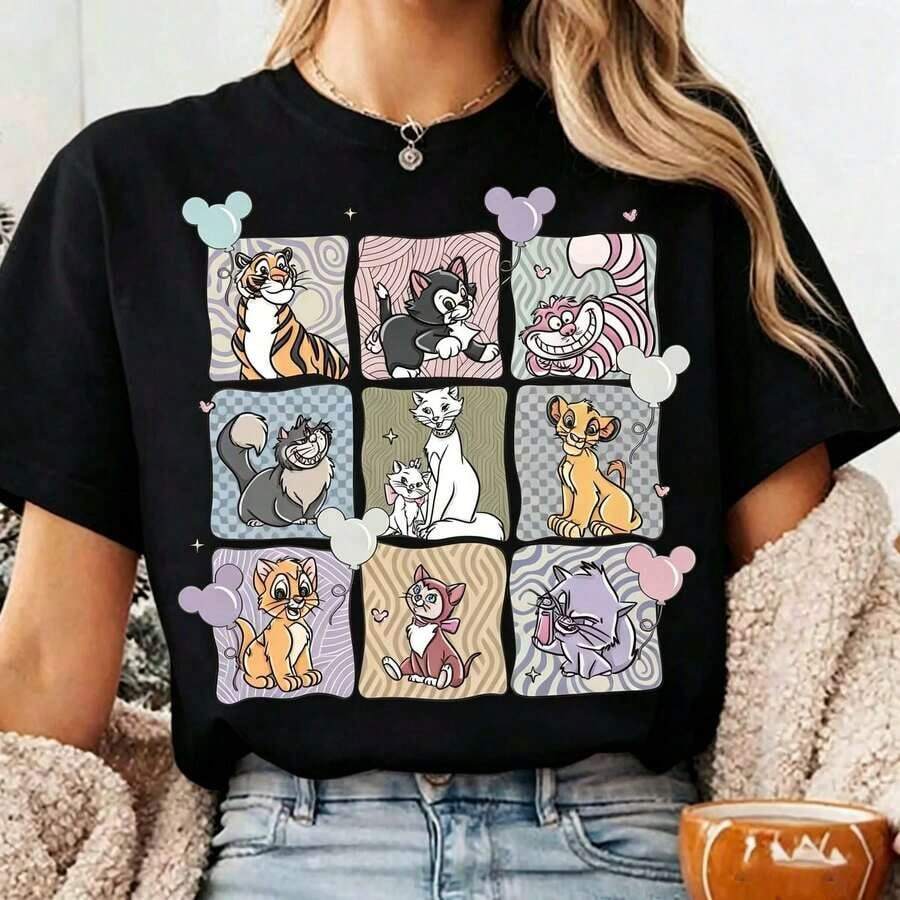 Loose Oversize Retro Disney Cats Mickey Balloons Shirt, Cheshire Yzma Cat, The Aristocats Shirts, Disney Cat Lovers Tee, Disneyland Family Trip Tee -- Disneys Disneyland Paris The Magic Kingdom Disneyesque The House Of Mouse Mickey Mouse Empire Modest Summer Outfits Take That T Shirt Summer Coord Tops For Women Summer Summer Clothes Women Summer Clothes Summer Tops Summer Tops Women Summer Co Ord Summer Top Summer Outfits White Top Black Top Holiday Outfits For Women Tops For Women Summer Holiday Gifts Valentine's Day Gifts Earth Day Gifts Oktoberfest Gifts Summer Bank Holiday Gifts - màu đen - Xem 1