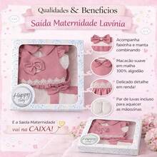 Newborn Baby Girl's Complete Luxury Home Outfit In A Box: Dress, Jumpsuit, Cotton, Layette Kit - 乾枯玫瑰色 - 查看 2