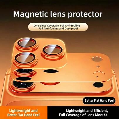 适用于 17 Pro Max/17 Pro 的磁吸式可拆卸镜头盖，AR 防眩光玻璃膜，9H 硬度全覆盖镜头保护膜，超薄铝合金外壳，手机配件