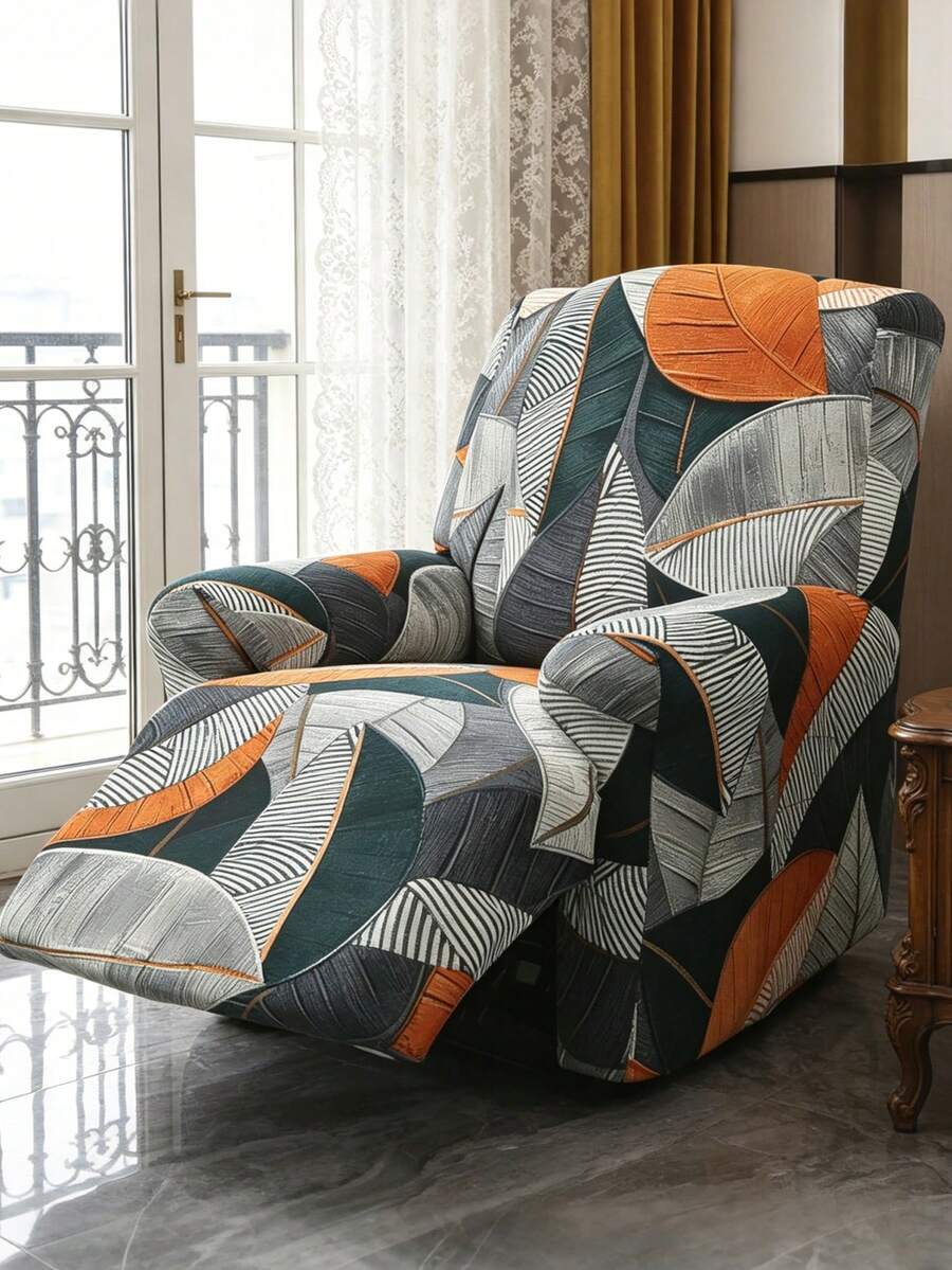 4/6/8 pcs Sarung Sofa Elastis Motif Daun, Tahan Debu dan Kotoran, Cocok untuk Ruang Tamu, Kantor, dan Dekorasi Rumah
