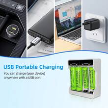 N411 充電器套組 + Ni-MH AA 800mAh 1.2V 可充電電池 – 可重複使用數百次，適用於玩具、遊戲控制器、LED燈、電子秤等。家用電子配件必備入門套件。 - 是 - 查看 4