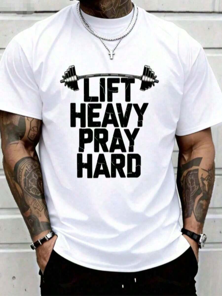 Men's Clothing 100% Cotton, Christian Gym T-Shirt For Weightlifting, Unisex Graphic T-Shirt For Men And Women, New Unisex T-Shirt, Loose And Comfortable Graphic T-Shirts Manfinity Men - 白色 - 查看 1
