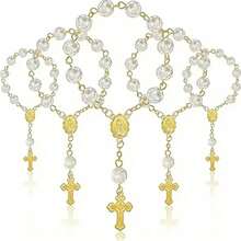 30 piezas Mini Cuentas de Oración de Perlas Acrílicas Falsas de Marfil para Bautizo, Anillos de Recuerdo para Fiesta de Boda - A - Ver 9