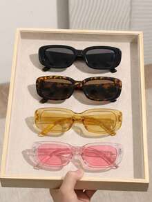 4pcs/Set Fashionable Vacation Decorative Fashion Glasses For Teenagers, Suitable For Summer Decoration - Multicolor - View 2