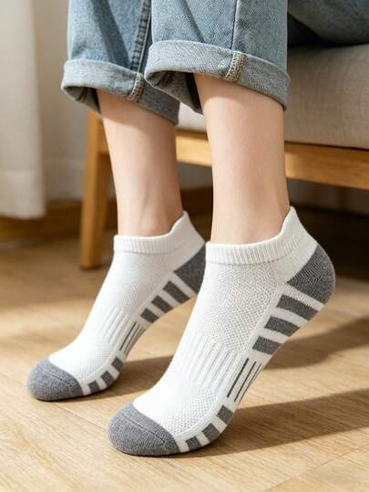 2/4/6/8/10/12/18/24 Pairs Men's Short Socks, Non-Slip Double-Layer Ankle Socks, Breathable Soft Invisible Socks, Black & White Casual Sports Socks, Basketball, Football, Gym Workout Socks, College Style For All Seasons Daily Wear