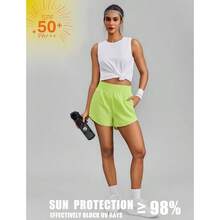PINSPARK Workout Tops For Women Sleeveless Athletic Tank Tops UPF 50+ Running Tanks With Side Slits Loose Fit Gym Yoga Shirt - White - View 5