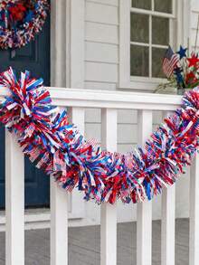 4 Packs, Total 26.4ft Red White Blue Patriotic Metallic Sequin Fringe Trim With American Flag, Suitable For July 4th Independence Day, Veterans Day, Memorial Day, Labor Day, Patriotic Themed Party, BBQ, Parade Decor, Wreath Making, Gift Wrapping, Classroom Crafts And Holiday Table Decor - Independence Day Elements - View 2