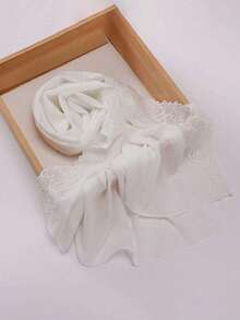 1 Stück eleganter Damenkopftuch mit 3D Rosen Stickerei aus Musselin, weicher Chiffon Stoff mit Spitzenbesatz, geeignet für Abaya und täglichen Gebrauch - Verschiedenfarbig - Übersicht 16
