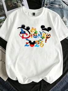 Disney 2026 Family Matching Shirts, Mickey & Friends Colorful Letter T-Shirts, Cute Outfits For Disneyland Vacation - 男 - 查看 2