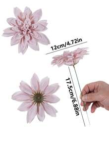 12/5 件装米白色人造大丽花，仿真花，仿真植物，4.7 英寸仿真花头带茎，适用于家居房间春季婚礼装饰、户外花园餐厅中心摆件、派对、礼品、新娘腕花、情人节母亲节装饰、婚礼装饰、DIY 花环花球花墙拱门背景装饰配件、前门庭院装饰，送给女孩、女士、男士、母亲、父亲的礼物 - 淺粉色 - 查看 2