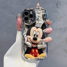 Officially Licensed Disney Mickey Mouse Phone Case, This Protective Phone Case Features A Classic Print Of Cheerful Mickey Mouse With His Iconic Round Ears And Bright Smile, Set Against A Vibrant Backdrop Decorated With Subtle Star And Polka Dot Accents, Made With Flexible, Durable TPU Material To Protect Against Everyday Scratches, Bumps, And Minor Impacts, With A Raised Camera Frame For Extra Lens Protection, Slim And Lightweight Construction That Adds Minimal Bulk And Fits Easily In Pockets And Bags, Compatible With IPhone 17, 16, 15, 14, 13, 12, 11 Pro Models, Making It A Timeless Choice For Mickey Fans And Disney Lovers, Ideal For Birthdays, Holidays, Or Any Special Occasion To Surprise Family And Friends - Silver - View 4