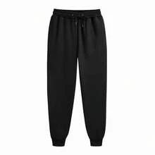 Pantalones de chándal informales para hombre, pantalones deportivos para correr, entrenamiento, gimnasio, trotar, pantalones largos para mujer, pantalones sueltos con cordón, moda en 11 colores - Negro - Ver 6