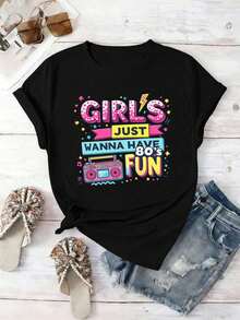 Dam-T-shirts - Svart - Visa 2