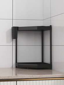 1pc Rust-Proof Corner Shower Caddy, 2/3 Tier Bathroom Storage Rack, Shampoo Organizer, Bathroom Shelf With Hooks For Hanging Loofah, Freestanding Storage Rack - Black - View 9