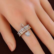1 chiếc nhẫn nữ thời trang thiết kế lượn sóng có thể tháo rời, đính đá Cubic Zirconia. - Nhiều màu - Xem 9
