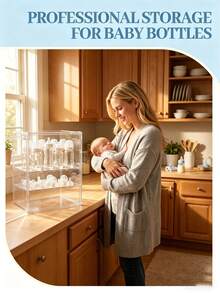 1pc 3/2 Tier Adjustable Transparent Acrylic Cup Storage Box, Dust-Proof Baby Essentials Organizer - Multicolor - View 7