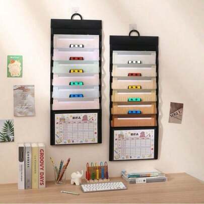 1pc Office Document Folder Handheld & Hanging Storage File Holder,Back To School,School Supplies