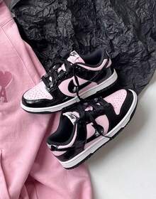 Nike Dunk Low Women's Casual Sneakers Black/Pink/White DJ9955-600 - Đen và hồng - Xem 2