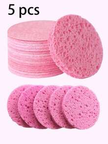 40Pcs/30pcs/15pcs Spugne rotonde rosa in polpa di legno compressa, spugne monouso per la pulizia del viso, spugne per la rimozione del trucco, cuscinetti per la pulizia del viso, cotone in polpa di legno per la rimozione del trucco, si ispessisce dopo l'assorbimento dell'acqua - Multicolore - Visualizzare 7