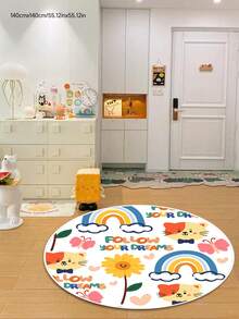 1pc High-Quality Velvet Baby Room Decorative Carpet, Children's Area Rug, Soft Playroom Mat, Machine Washable, Multiple Sizes Available, Cute Circular Pattern Decorative Carpet - Multicolor - View 3