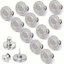 10 chiếc cúc quần jeans, cúc kim loại tháo rời 17 mm, tự làm, có thể thu gọn, điều chỉnh được, cúc bấm để sửa chữa quần tây, áo khoác. - Bạc - Xem 1