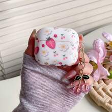 Thiết kế họa tiết hoa dâu tây và hoa anh đào, kèm 1 mặt dây chuyền, tương thích với ốp bảo vệ chống rơi cho tai nghe 4, Pro, Pro 3, cũng như ốp bảo vệ tai nghe Pro 2/3. - trắng - Xem 10
