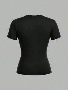 Set de 3 camisetas de mujer de cuello redondo de ajuste ceñido, 95% algodón, en negro, blanco y gris, aptas para todas las estaciones, interior y exterior, con estilo vintage y lindo para verano, para salidas de verano, hogar, vuelta al cole, otoño - Multicolor 3 - Ver 4
