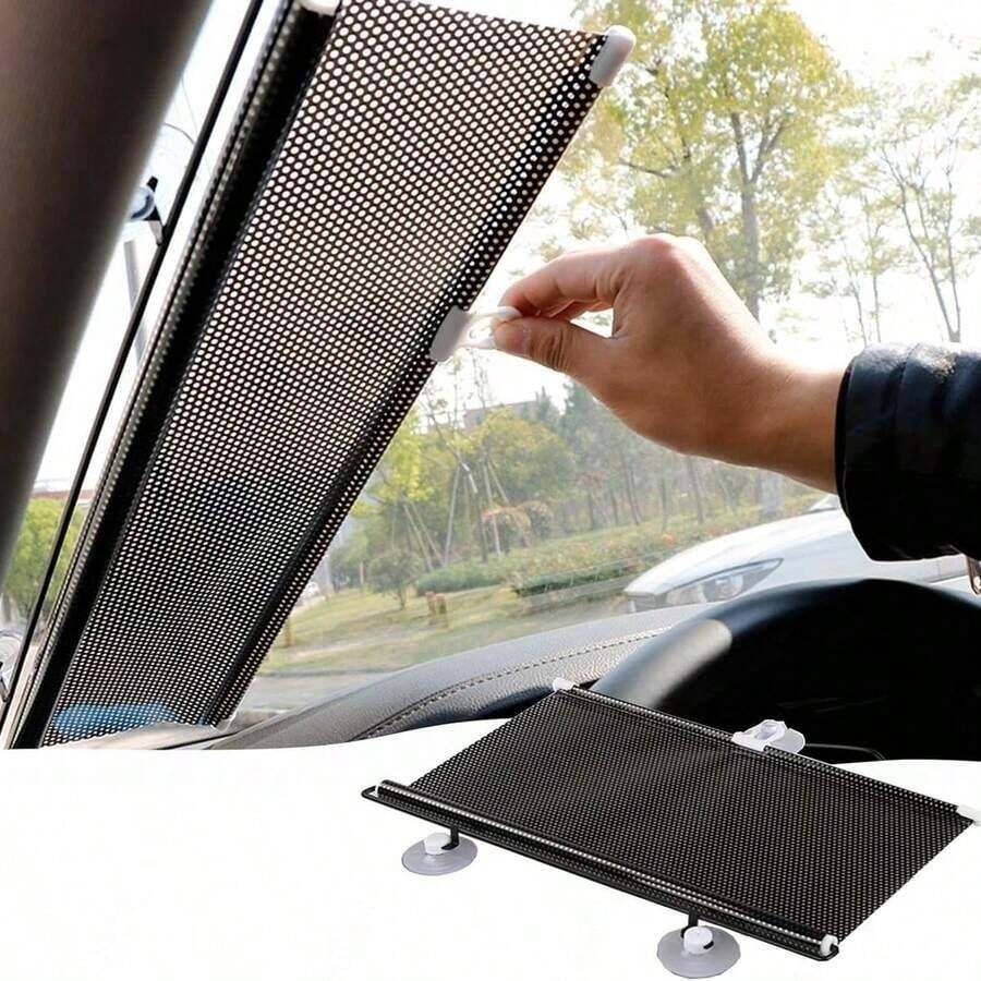 Suction Cup Blackout Curtains,Retractable Sunshade,Portable Blinds,Free-Perforated Sun Protection Roller Shade,Temporary Sunshade Windows Blinds - A - View 1