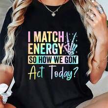 A: "Absorbo energía, ¿entonces cómo actuamos hoy?" Camiseta, Camiseta Casual de Cuello Redondo, Camiseta para Parejas, Adecuada para Regalos a Novios, Novias, Esposos, Esposas, Camiseta para Parejas de San Valentín, Cinco de Mayo, Estampado Artístico, Resistente a la Decoloración, Para Adultos, Estilo Vintage - Blanco - Ver 7